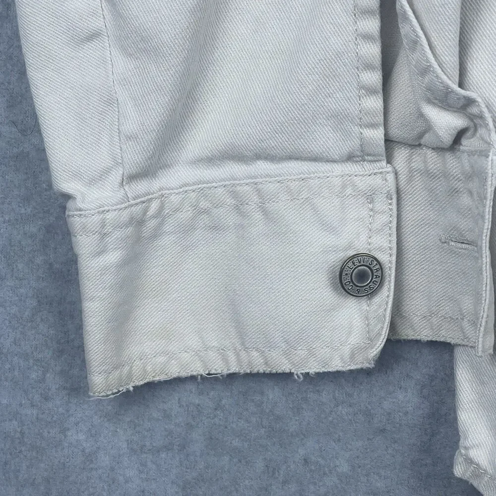 Vintage Levis Red Tab Denim Overshirt Shacket Off White Cream Heavy Workwear L